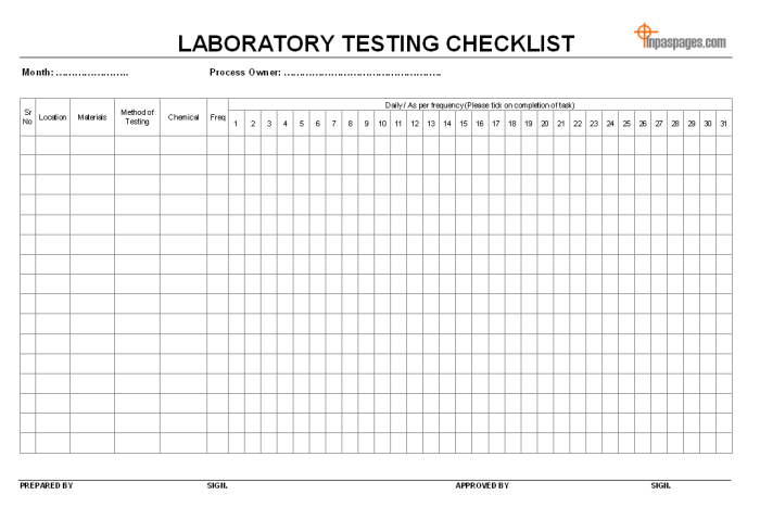 Contoh desain ceklist hasil lab